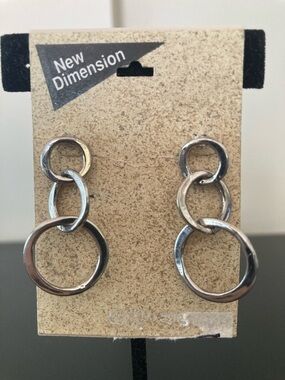Silver Tone Triple Circle Drop Earrings